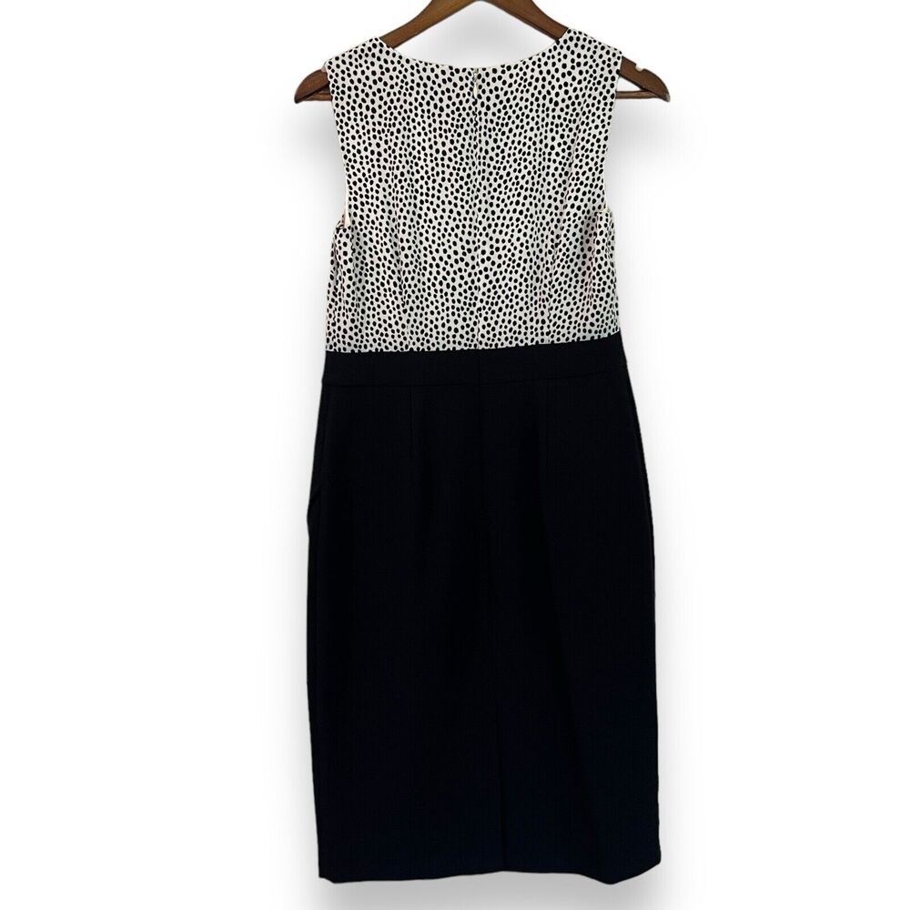 Talbots Mixed Media Polka Dot Sheath Dress XS 2 Black White Pencil Skirt - Picture 6 of 7